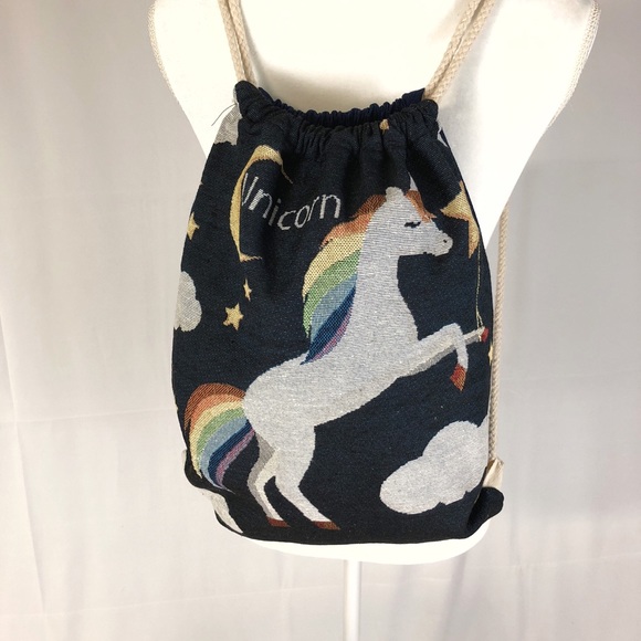 NEW UNICORN RAINBOW DRAWSTRING BACKPACK BAG - Picture 3 of 4